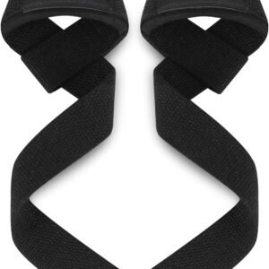 weight lifting straps – neoprene padded wrist support grips for deadlift, strength training & powerlifting gym workout (black)